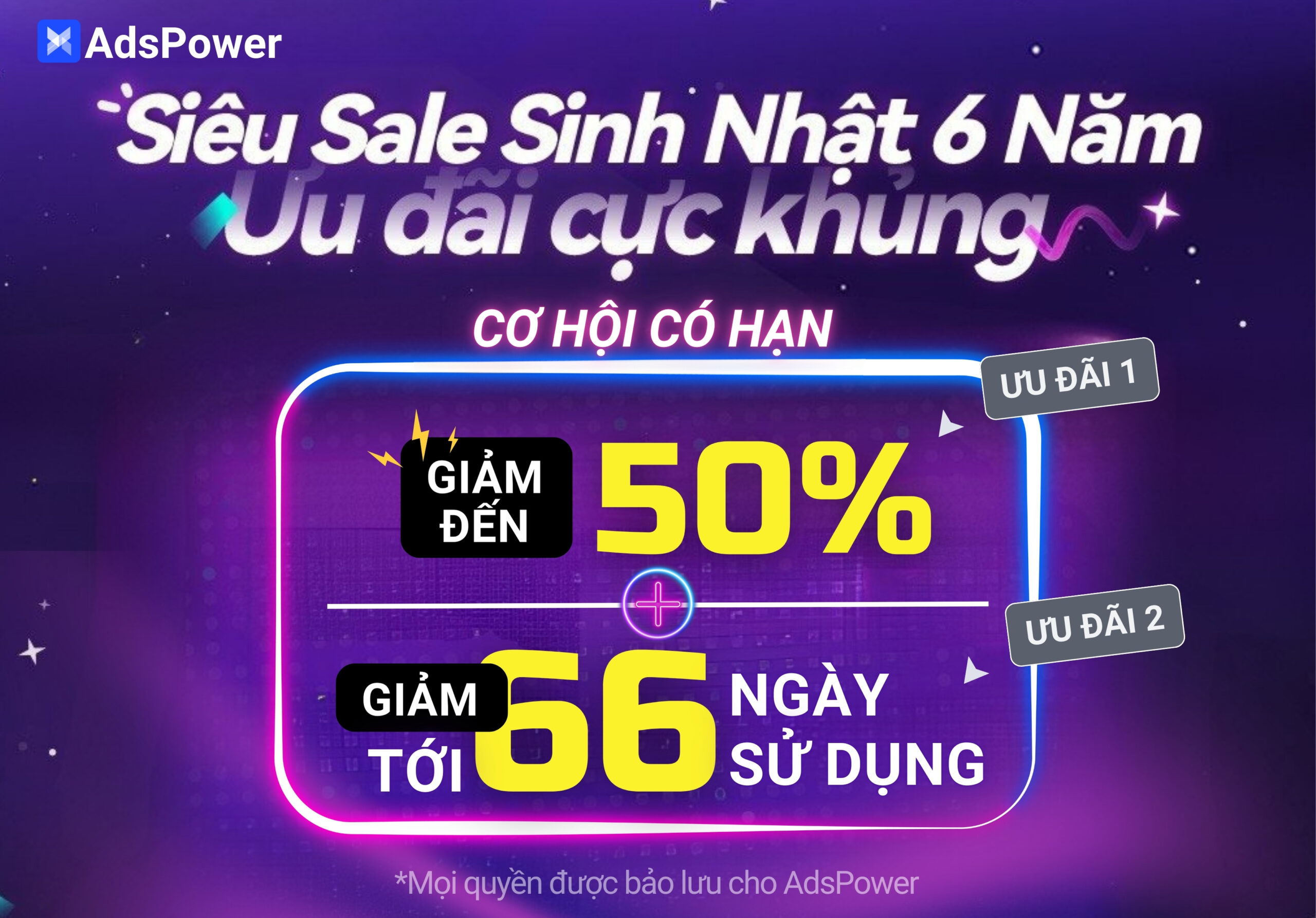 Siêu Sale Sinh Nhật 6 Năm AdsPower – Giảm Đến 50% + Quà Tặng Hấp Dẫn!
