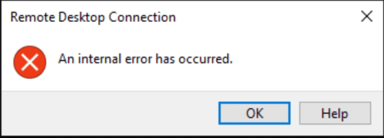 An internal error has occurred