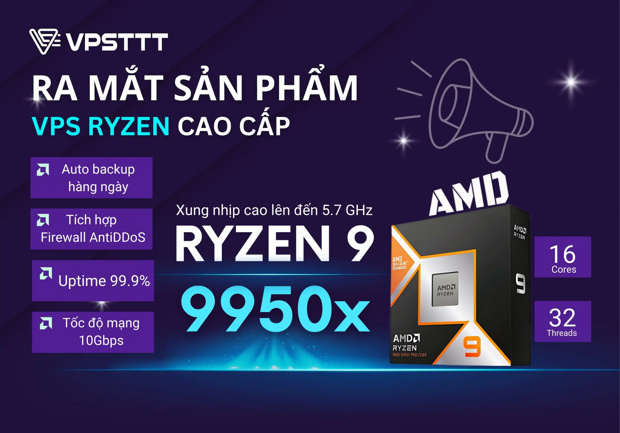 VPSTTT ra mắt VPS Ryzen – Mạnh mẽ, ổn định, sẵn sàng cho mọi hệ thống năm 2025