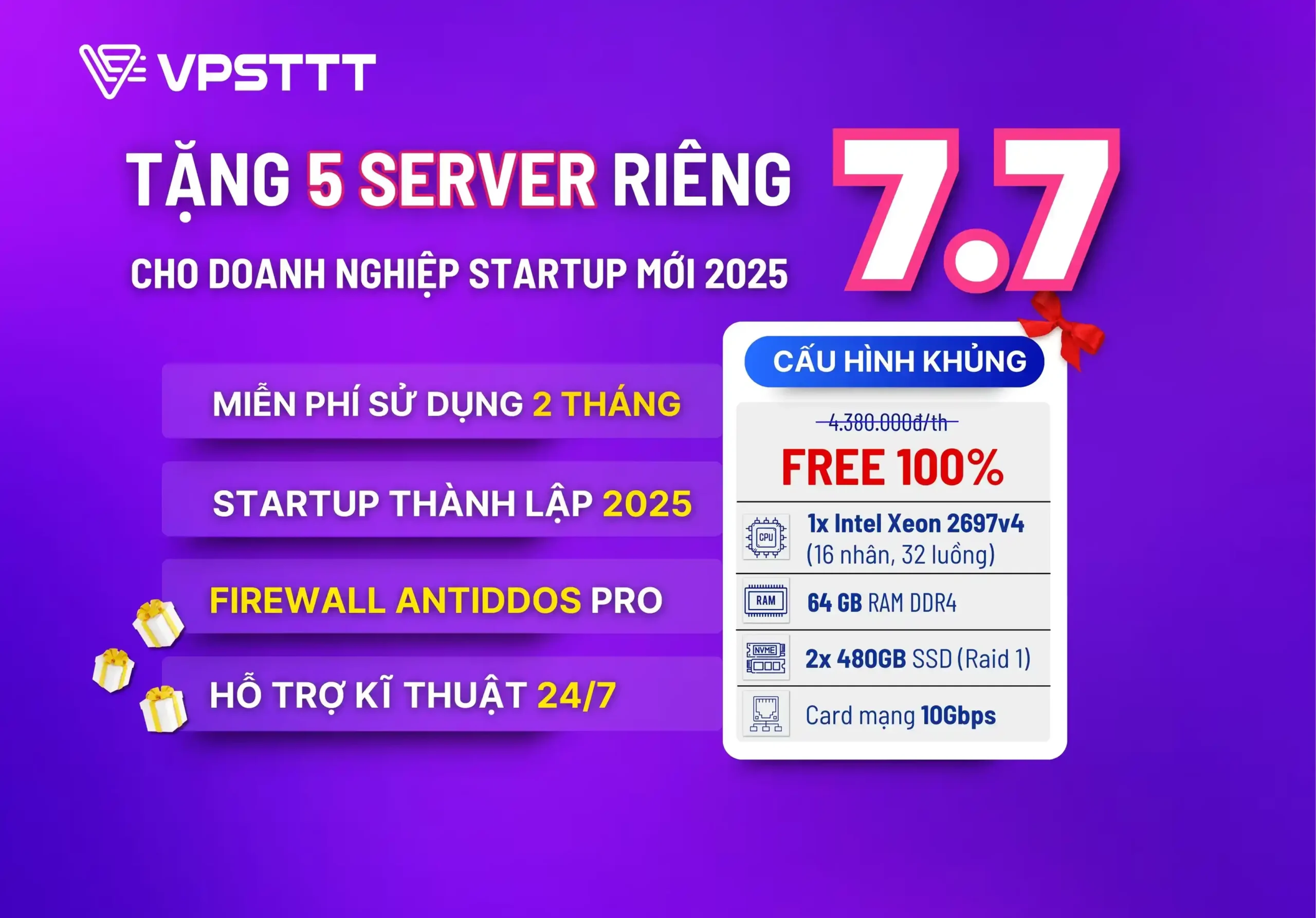 VPSTTT tặng 5 server riêng cho doanh nghiệp mới – số lượng có hạn