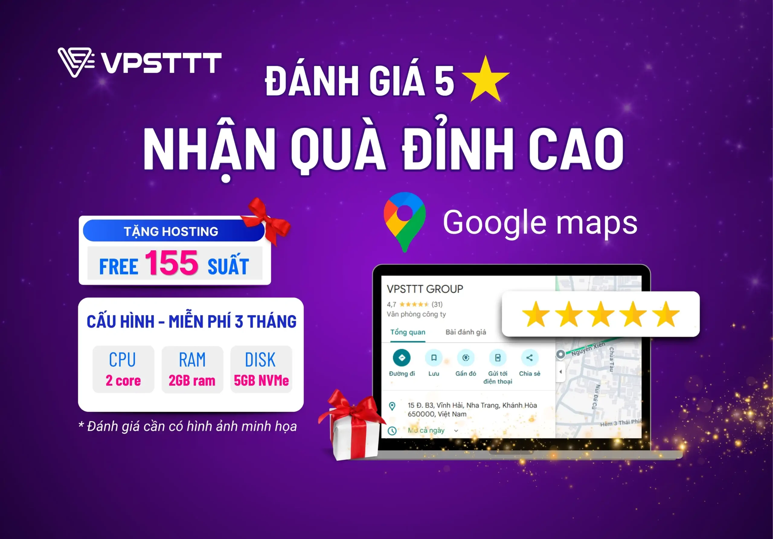 Đánh Giá 5 Sao Google Maps – Quà Tặng Hosting Đỉnh Cao Từ VPSTTT