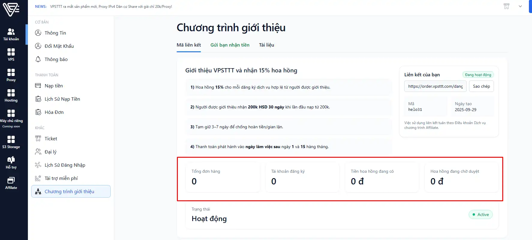 Affiliate VPSTTT