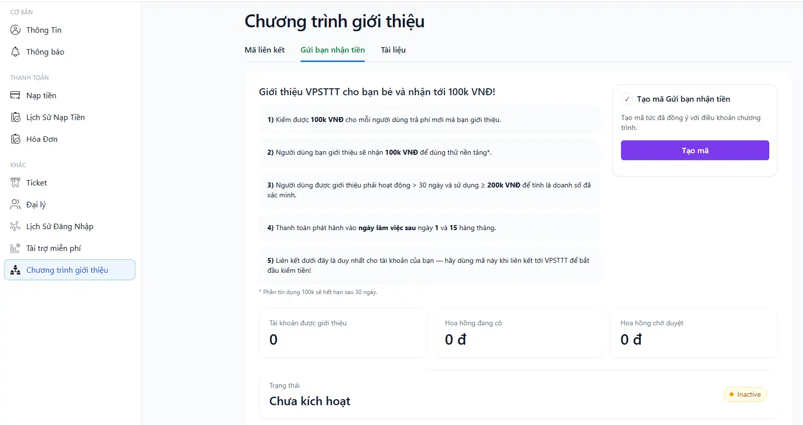 Giới thiệu khách hàng VPSTTT
