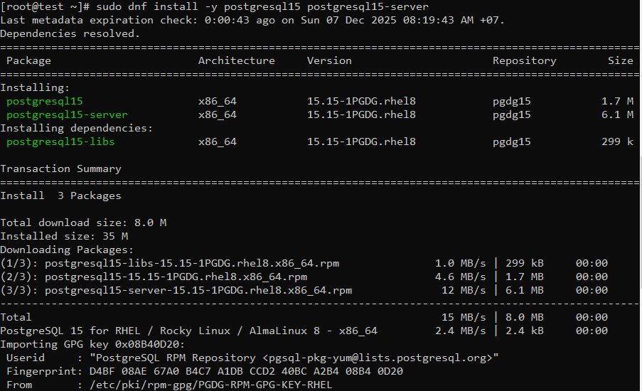 PostgreSQL trên AlmaLinux
