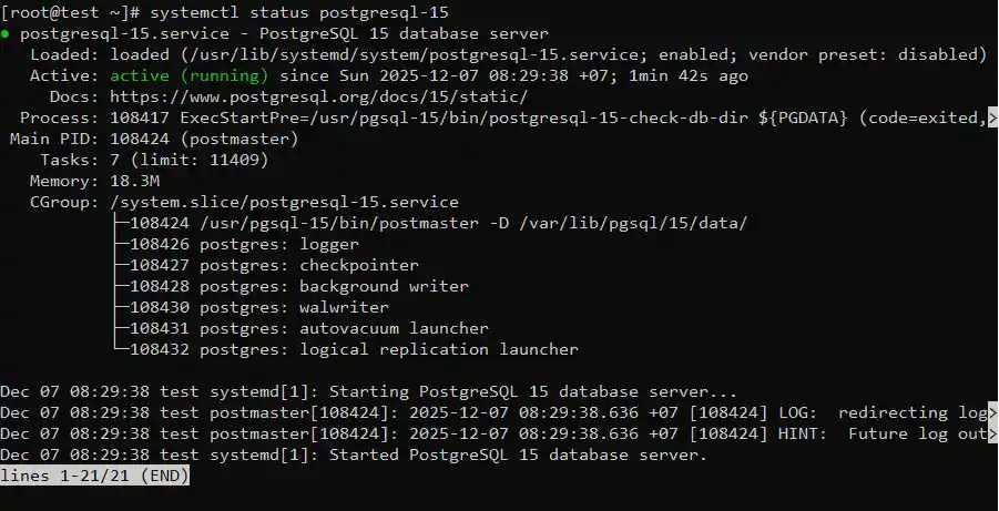 PostgreSQL trên AlmaLinux