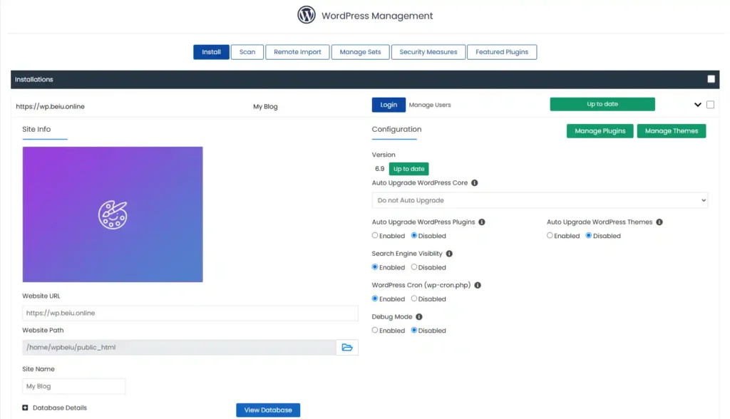 cài đặt WordPress tự động