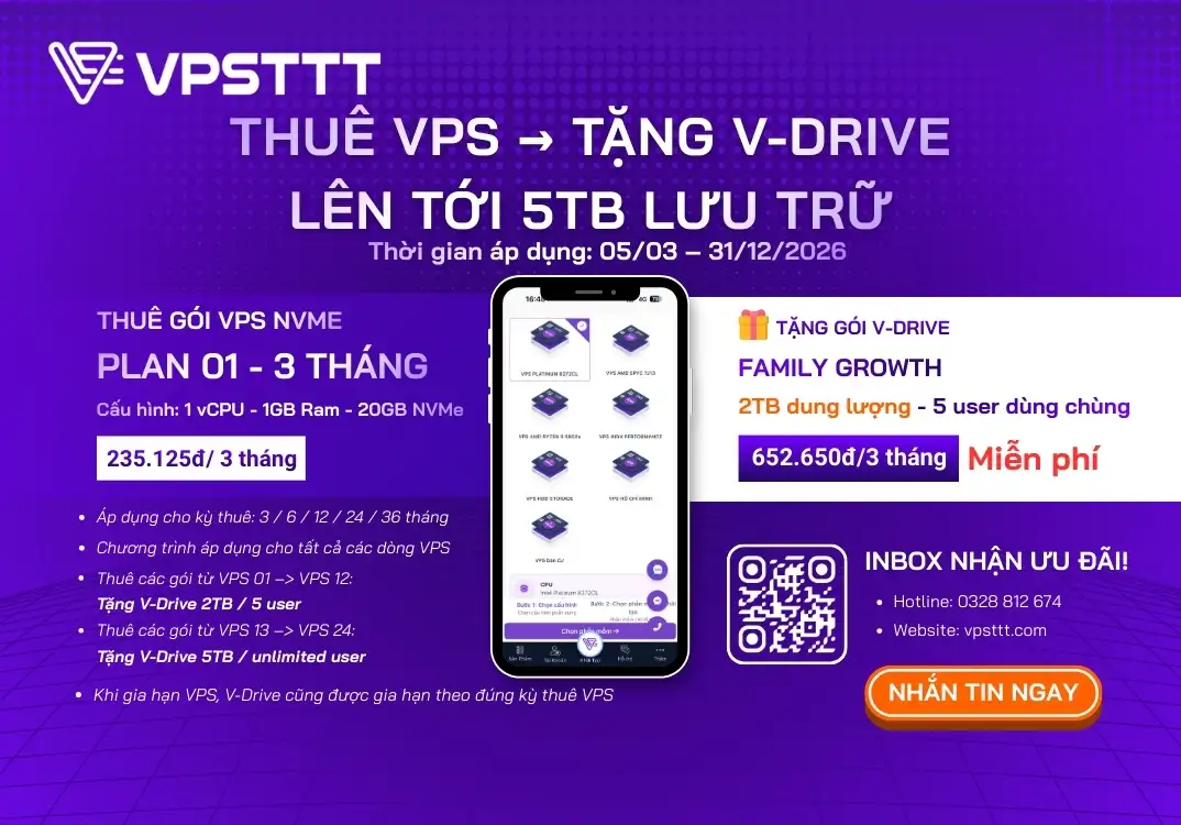 Deal Hời VPS/ Server Tháng 3 – Nhận Ngay Ưu Đãi Lớn Tại VPSTTT