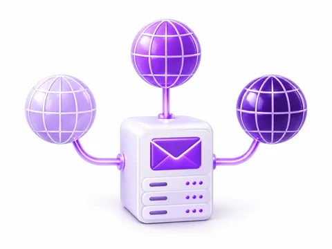Ba biểu tượng tên miền nối về một máy chủ email