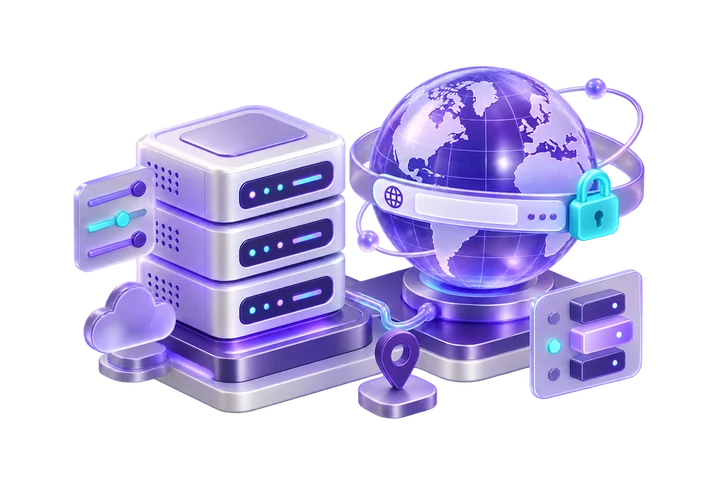 Illustration of a domain, HTTPS security and VPS server configuration