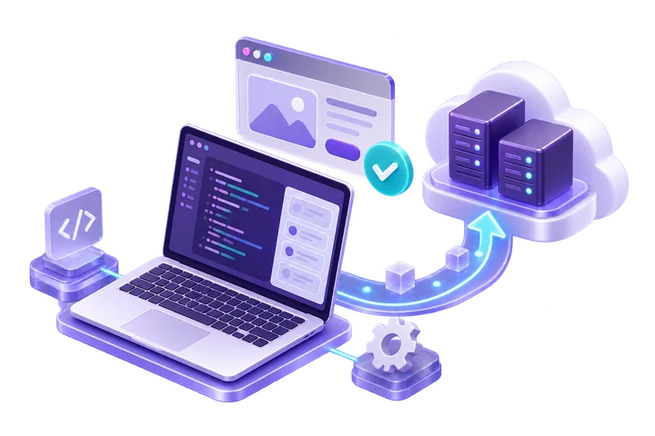 Illustration of deploying an application from a workspace into production