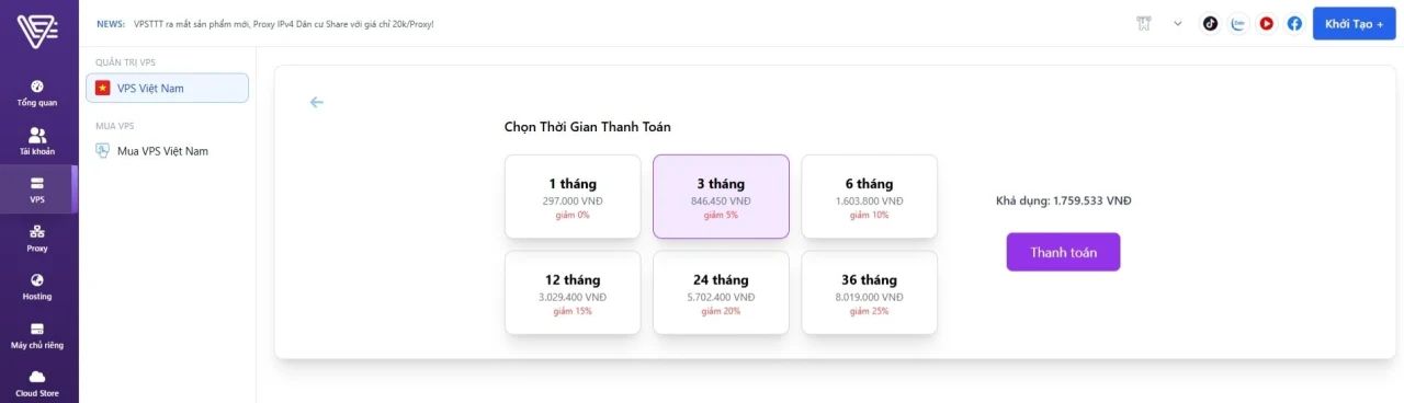 quản lý vps