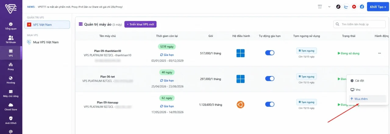 quản lý vps