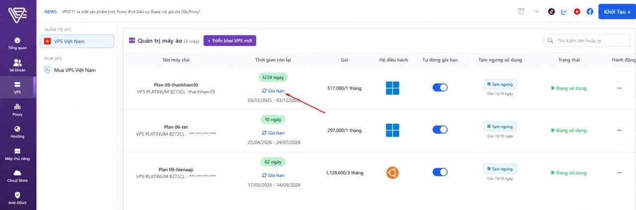 quản lý vps