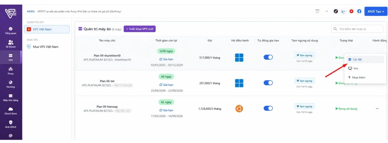 quản lý vps