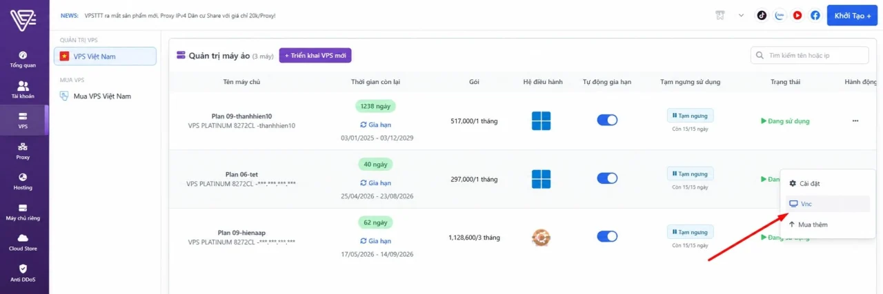 quản lý vps