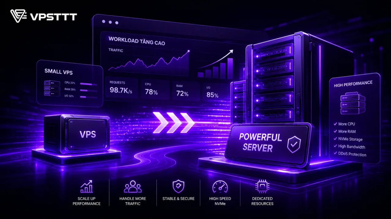Mở rộng workload từ VPS nhỏ lên server mạnh