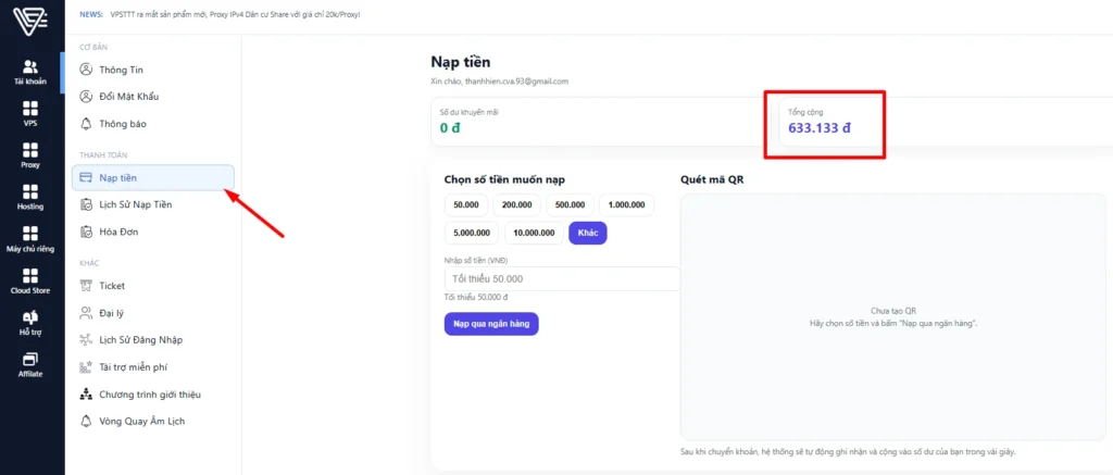 Hướng dẫn order VPS và gia hạn dịch vụ tại VPSTTT 2026 1 order