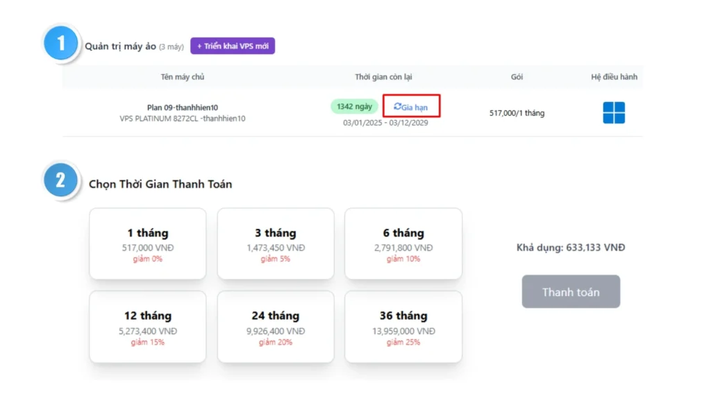 Hướng dẫn order VPS và gia hạn dịch vụ tại VPSTTT 2026 6 order