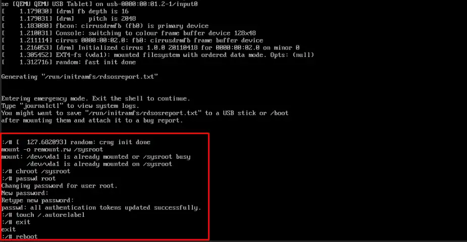 reset password