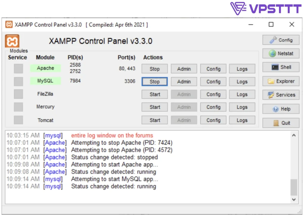 Sửa lỗi mysql trong Xampp