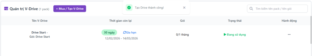Danh sach các gói dịch vụ