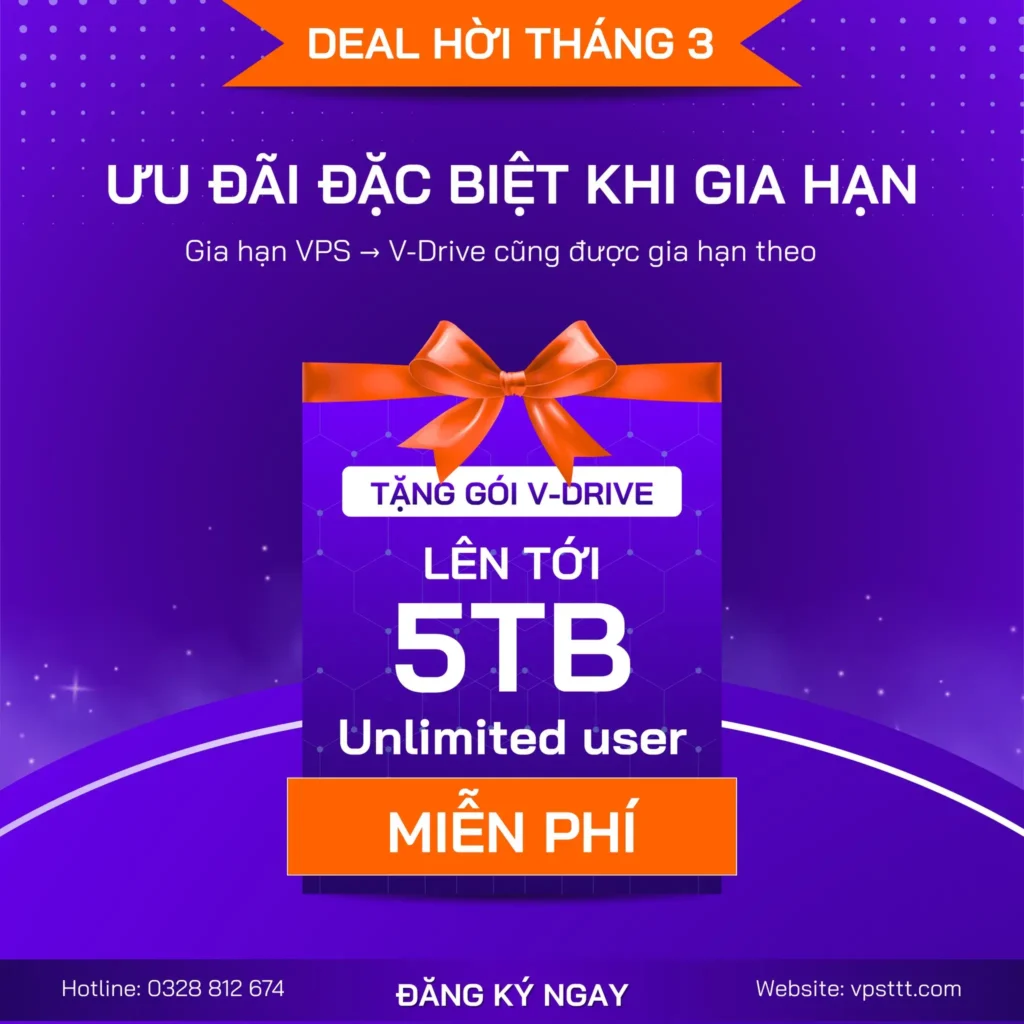 Deal Hời VPS/ Server Tháng 3 – Nhận Ngay Ưu Đãi Lớn Tại VPSTTT 3 VPS Server
