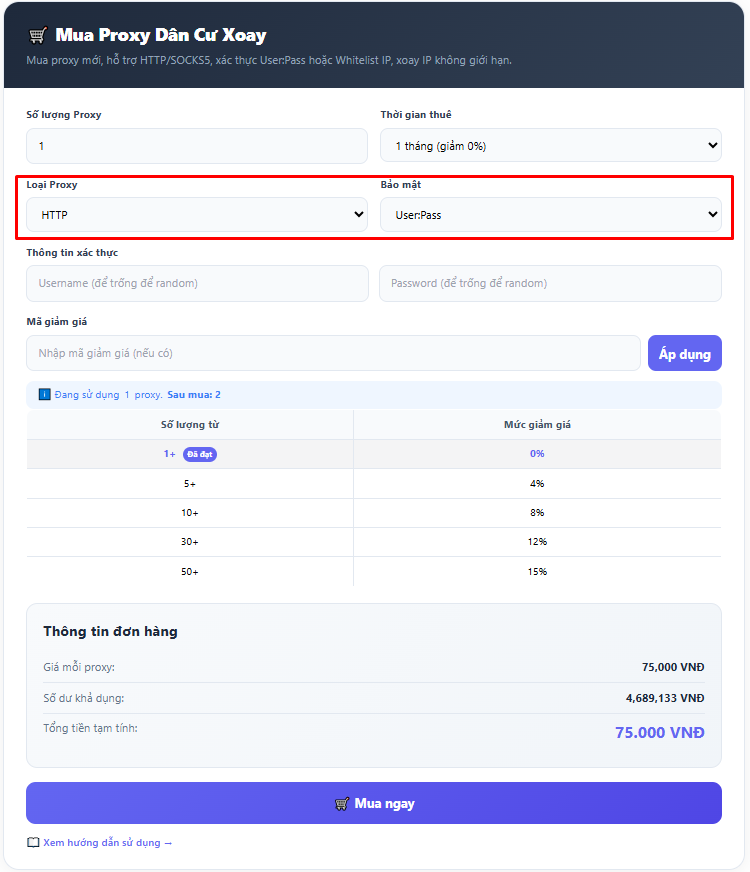 Proxy ipv4 xoay